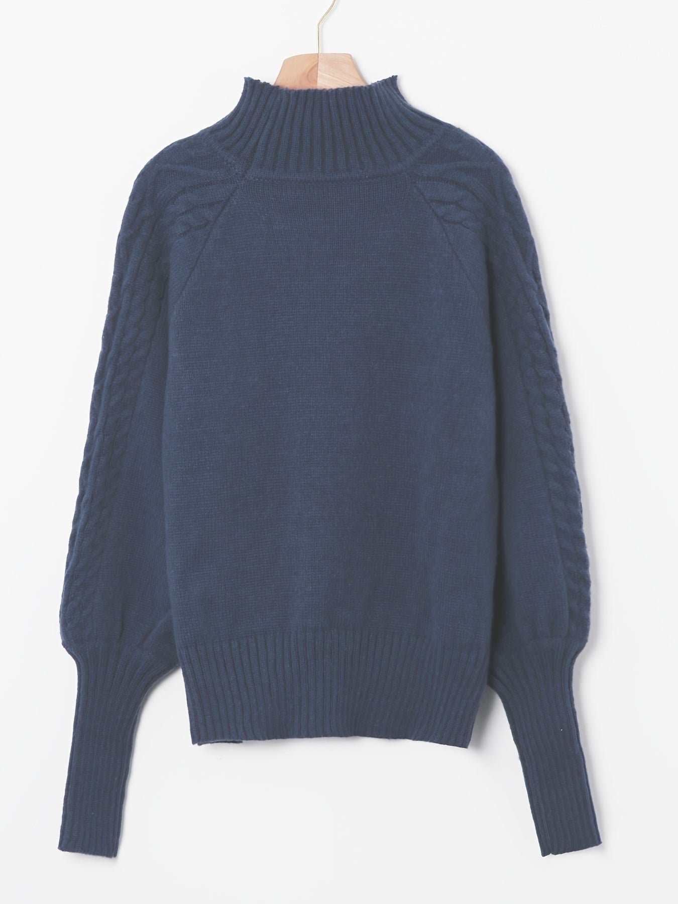 Cable Knit Turtle Neck Sweater, Casual Long Sleeve Sweater For Fall & Winter, Women's Clothing