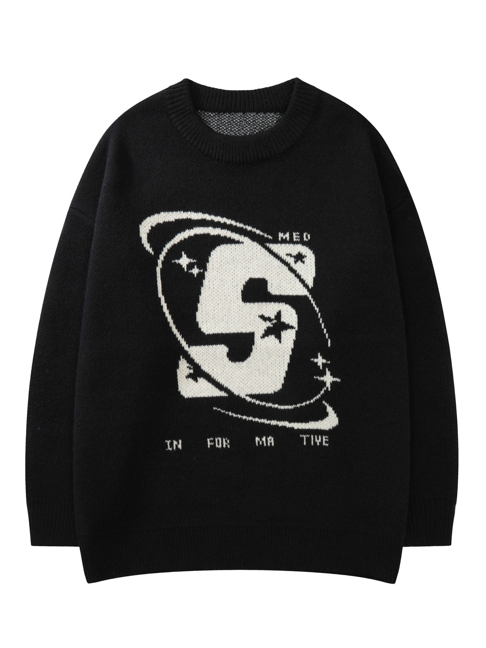 Letter Pattern Crew Neck Pullover Sweater, Casual Long Sleeve Sweater For Fall & Winter, Women's Clothing