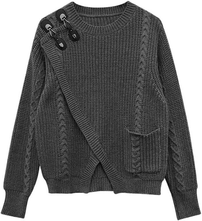 Woman Autumn/Winter Korean Fashion Vintage Design O-Neck Pullovers Long Sleeve Knitwear Loose Tide Y2k Sweater