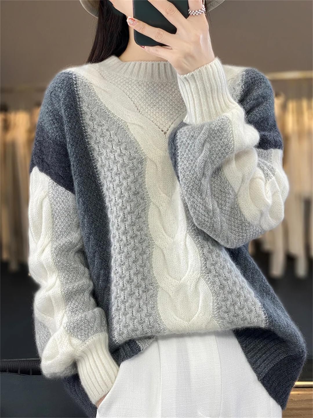 71NuRqURMqL._AC_SL1440 Women Winter Sweater Thick O-Neck Pullover Merino Wool Fashion Female Cashmere Knitwear Tops