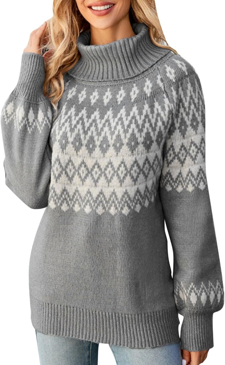 Turtleneck Batwing Sleeves Knitted Sweaters for Women Crochet Retro Baggy Soft Cozy Short Sweater