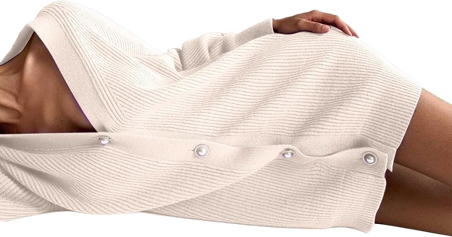 71pMuPe1uYL._AC_SL1500 Womens Oversized Sweater Cardigan Fashion Solid Color Knitwear Long Sleeves Pearl Buttons Knit Coat Blouse Tops