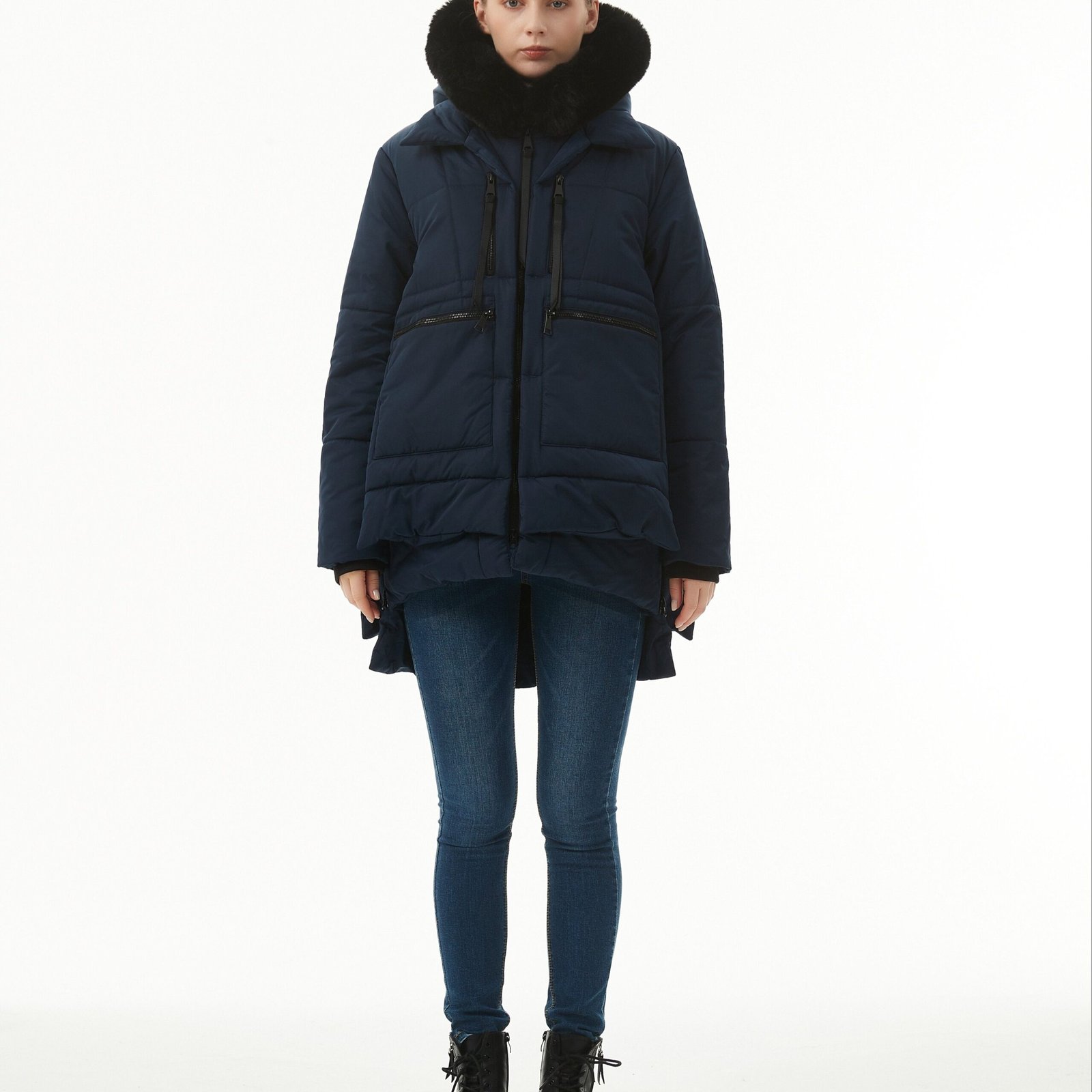 Women's Warm Winter Waterproof Hooded Puffer Jacket, Thicken Fleece Lined Jacket With Removable Faux Fur Trim, Women's Clothing