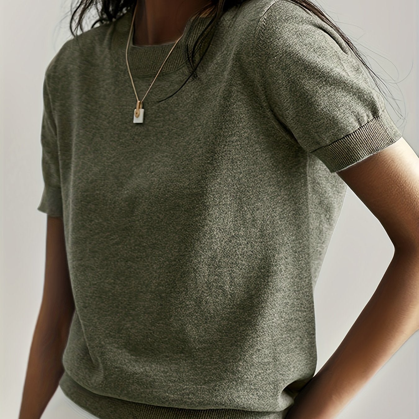 Valentine's Day Crew Neck Sweater, Casual Short Sleeve Sweater For Spring & Summer, Women's Clothing