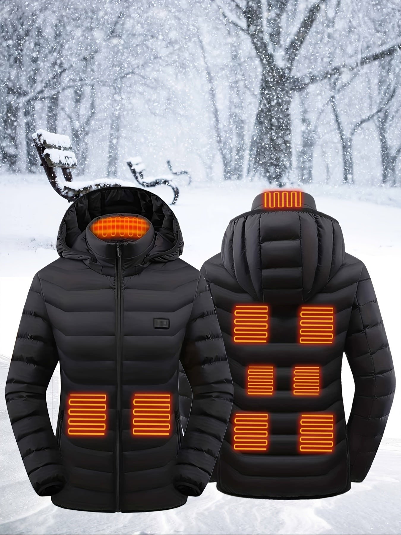 Women's Waterp Resistant Heated Jacket, Long Sleeve Thermal Clothing, USB Electric Heating Coat For Outdoor Camping, Cycling, Fishing, Hiking, Skiing Thermal Wear (Battery Pack Not Included) For Fall & Winter