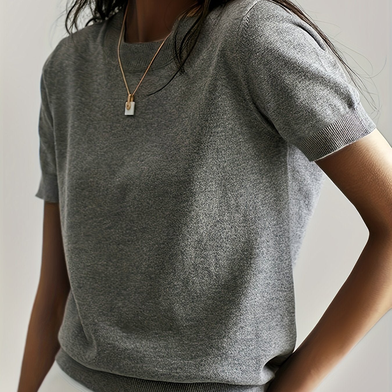 Valentine's Day Crew Neck Sweater, Casual Short Sleeve Sweater For Spring & Summer, Women's Clothing
