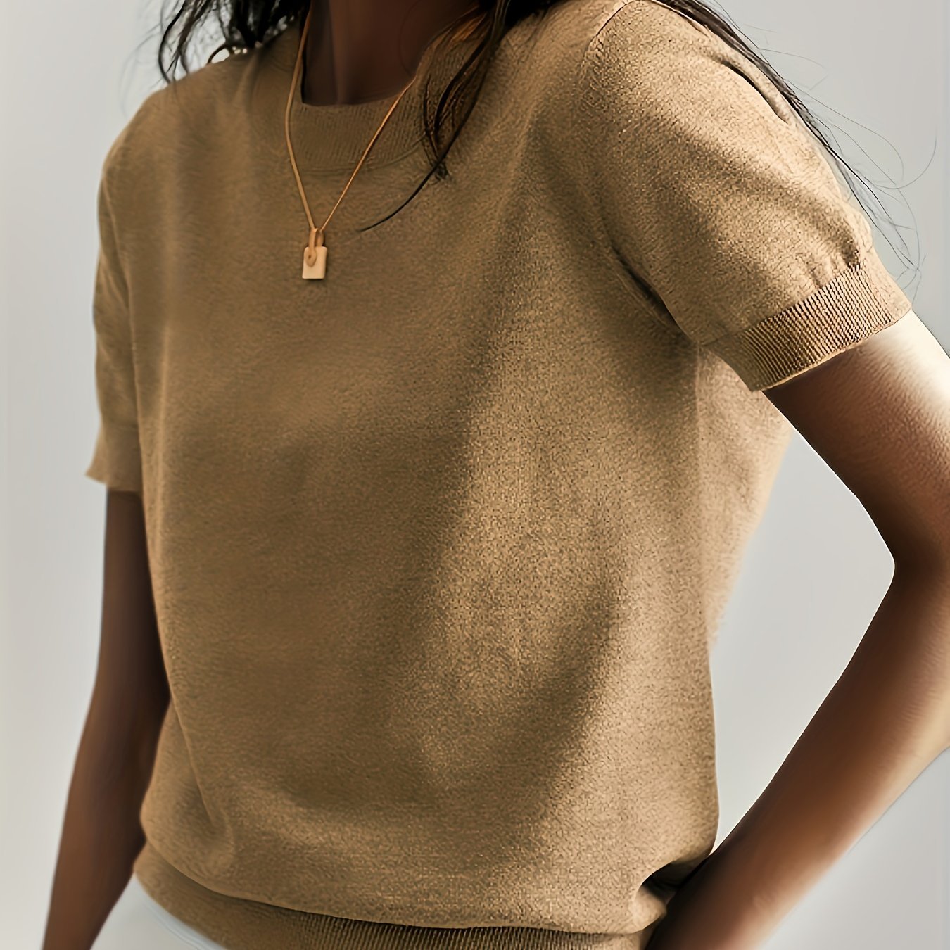 Valentine's Day Crew Neck Sweater, Casual Short Sleeve Sweater For Spring & Summer, Women's Clothing