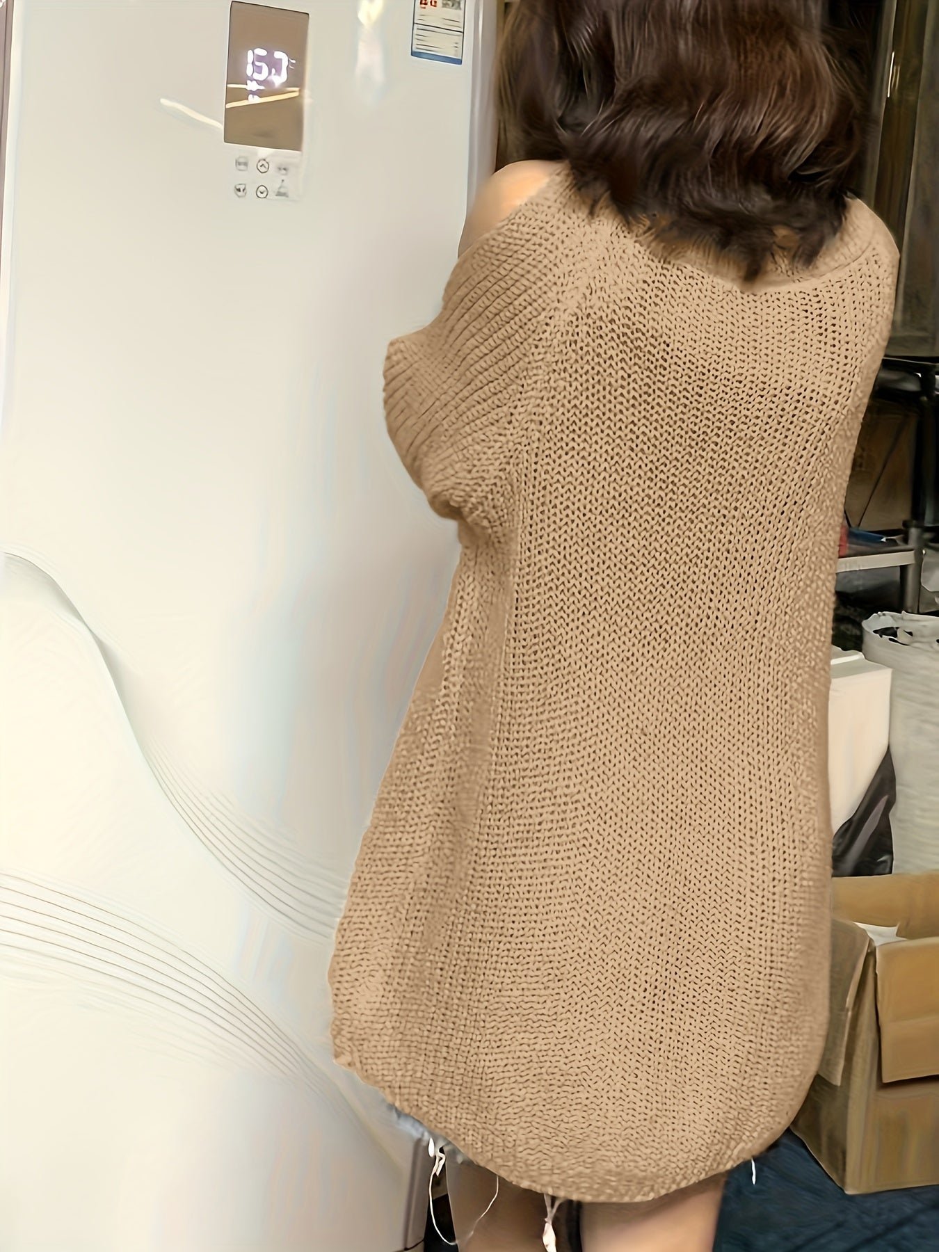 Solid Color V Neck Pullover Sweater, Y2K Long Sleeve Cut Out Knitted Sweater For Spring & Summer, Women's Clothing