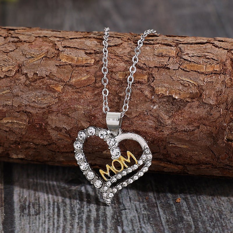 Mother Day Necklace Love Shape Letter Retro Style Gift for Mom